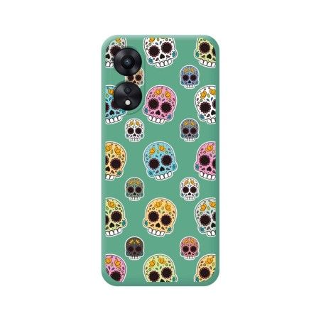 Funda Silicona Líquida Verde para Oppo A78 5G diseño Catrina Dibujos