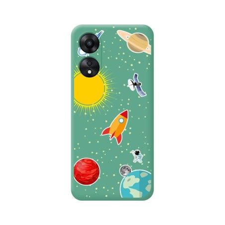 Funda Silicona Líquida Verde para Oppo A78 5G diseño Espacio Dibujos