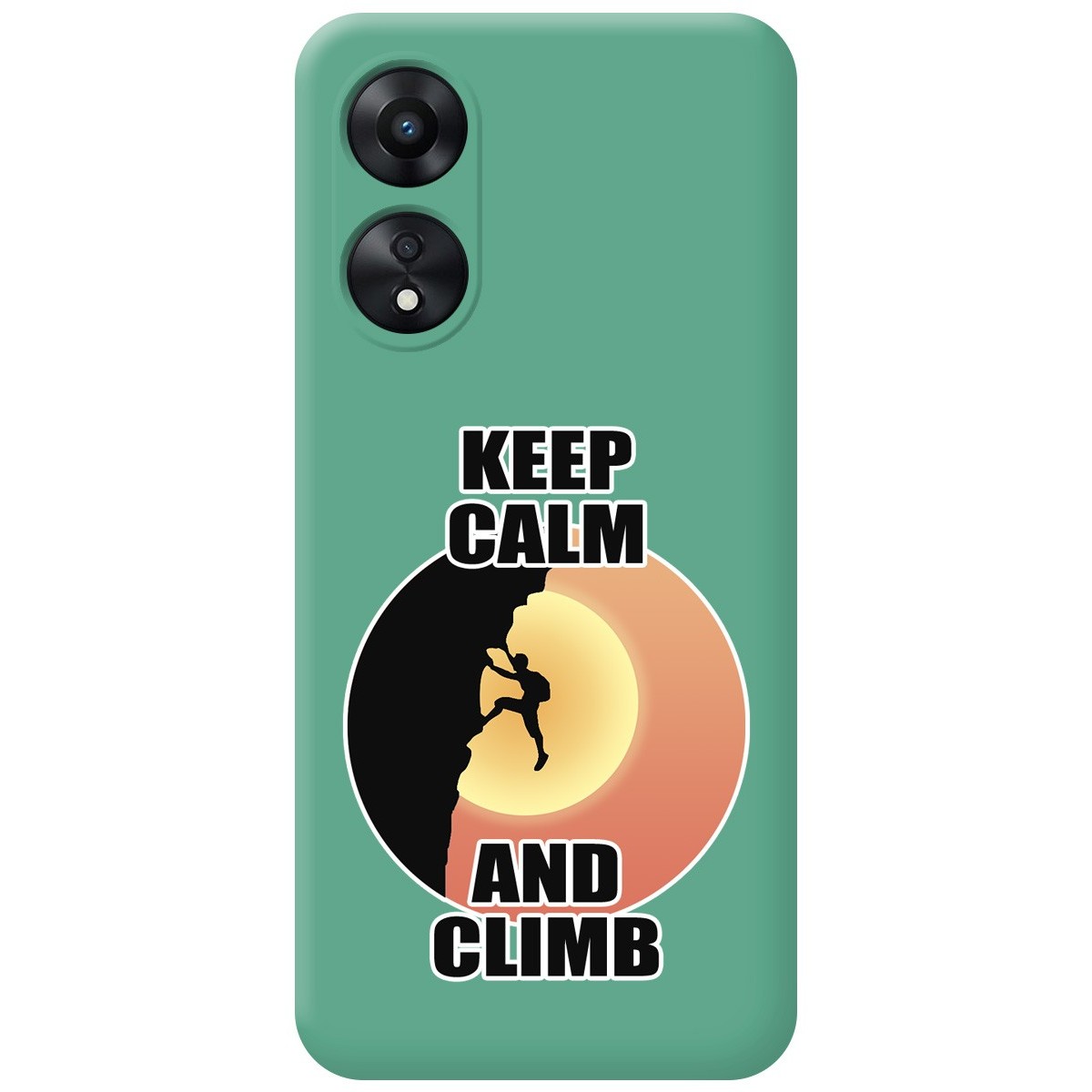 Funda Silicona Líquida Verde para Oppo A78 5G diseño Hombre Escalada Dibujos