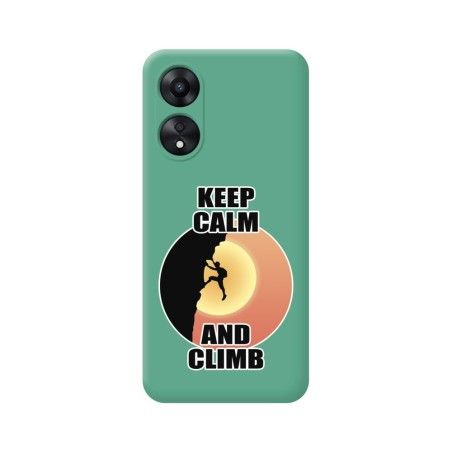 Funda Silicona Líquida Verde para Oppo A78 5G diseño Hombre Escalada Dibujos