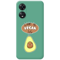 Funda Silicona Líquida Verde para Oppo A78 5G diseño Vegan Life Dibujos