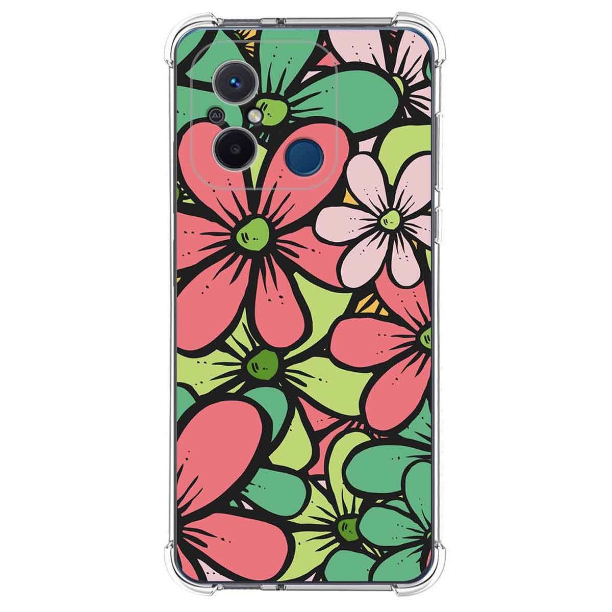 Funda Silicona Antigolpes compatible con Xiaomi Redmi 12C diseño Flores 02 Dibujos