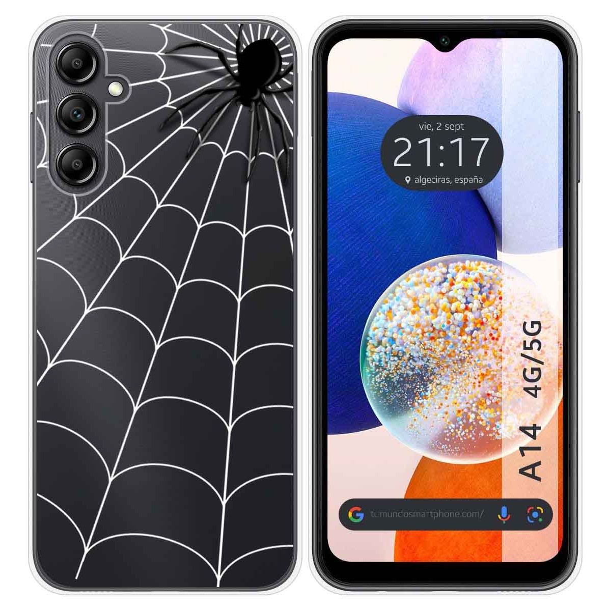 Funda Silicona Transparente para Samsung Galaxy A14 4G / 5G diseño Araña Dibujos