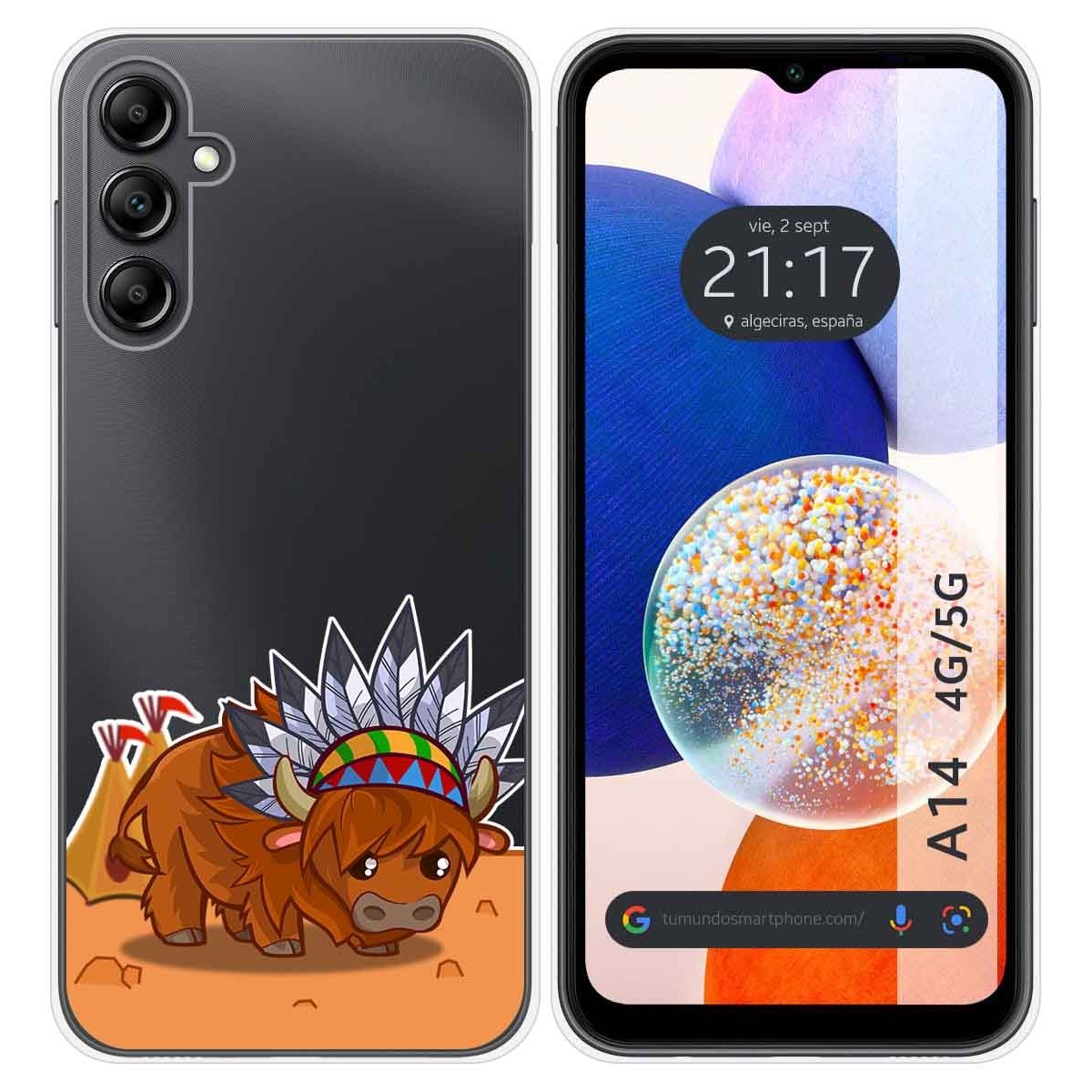 Funda Silicona Transparente para Samsung Galaxy A14 4G / 5G diseño Bufalo Dibujos