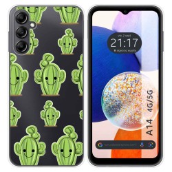 Funda Silicona Transparente para Samsung Galaxy A14 4G / 5G diseño Cactus Dibujos