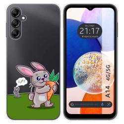 Funda Silicona Transparente para Samsung Galaxy A14 4G / 5G diseño Conejo Dibujos
