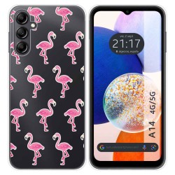 Funda Silicona Transparente para Samsung Galaxy A14 4G / 5G diseño Flamenco Dibujos
