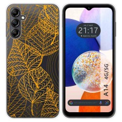 Funda Silicona Transparente para Samsung Galaxy A14 4G / 5G diseño Hojas Dibujos