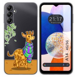 Funda Silicona Transparente para Samsung Galaxy A14 4G / 5G diseño Jirafa Dibujos
