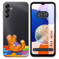 Funda Silicona Transparente para Samsung Galaxy A14 4G / 5G diseño Leopardo Dibujos