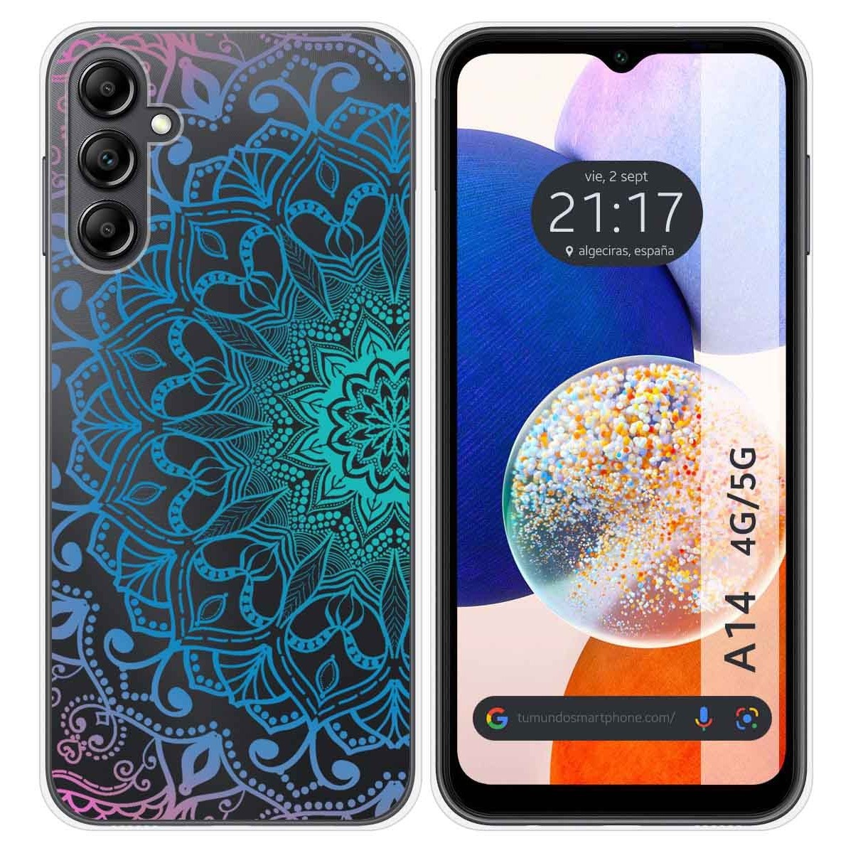 Funda Silicona Transparente para Samsung Galaxy A14 4G / 5G diseño Mandala Dibujos