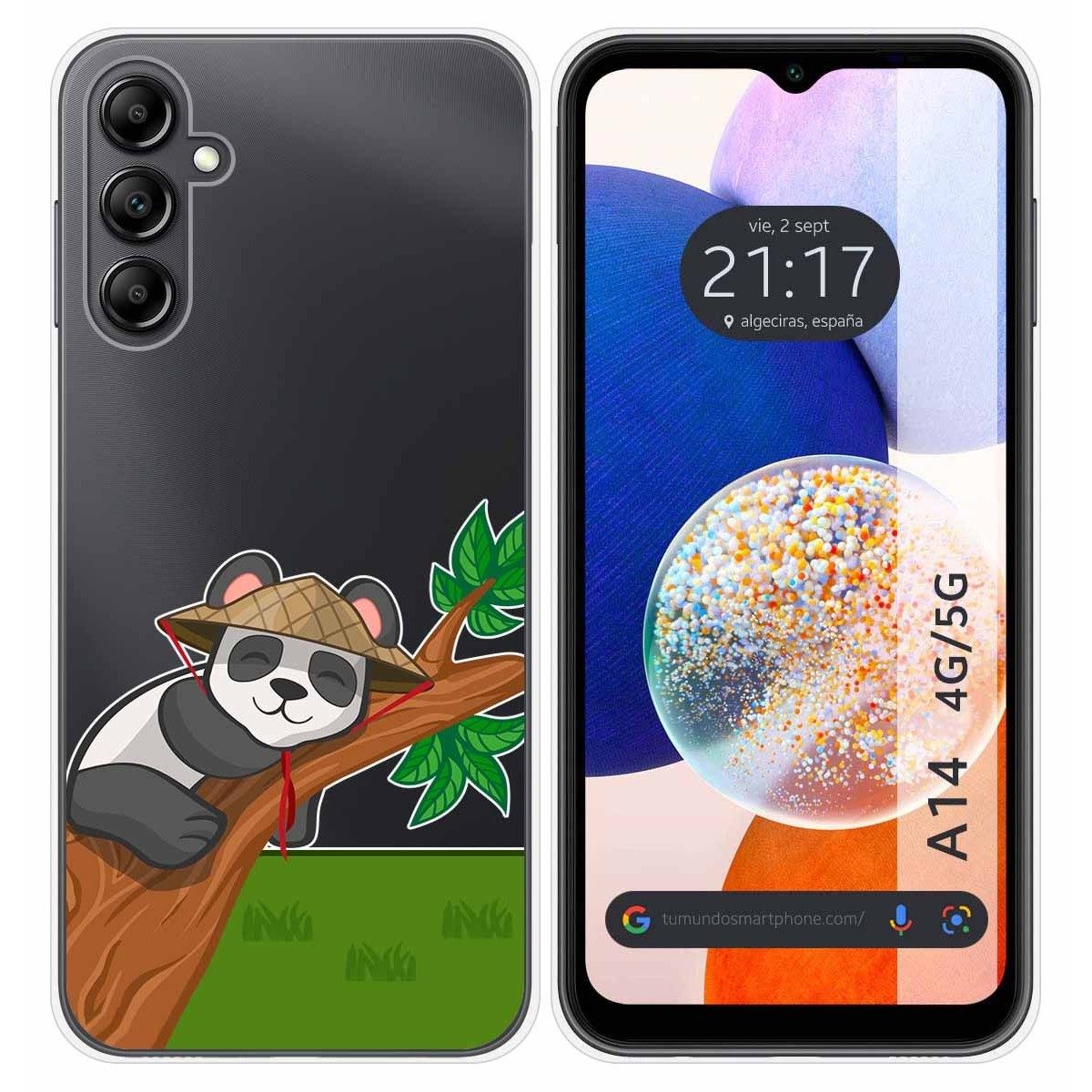 Funda Silicona Transparente para Samsung Galaxy A14 4G / 5G diseño Panda Dibujos