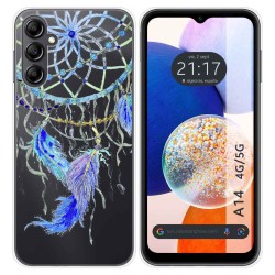 Funda Silicona Transparente para Samsung Galaxy A14 4G / 5G diseño Plumas Dibujos