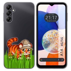 Funda Silicona Transparente para Samsung Galaxy A14 4G / 5G diseño Tigre Dibujos