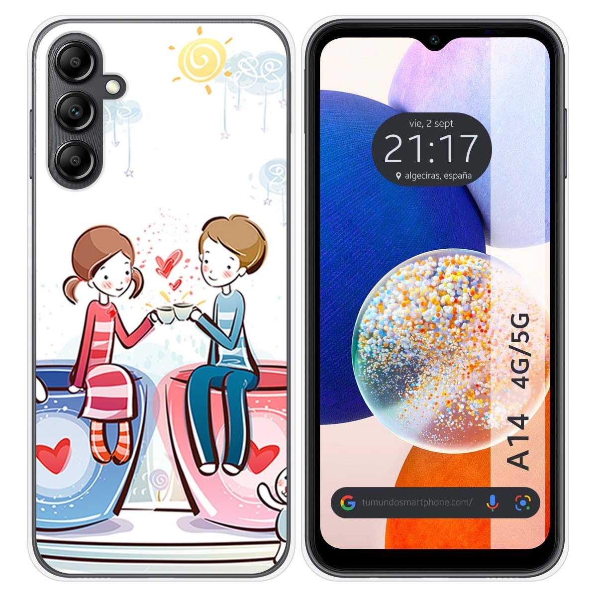Funda Silicona para Samsung Galaxy A14 4G / 5G diseño Café Dibujos