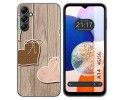 Funda Silicona para Samsung Galaxy A14 4G / 5G diseño Corazones Madera Dibujos