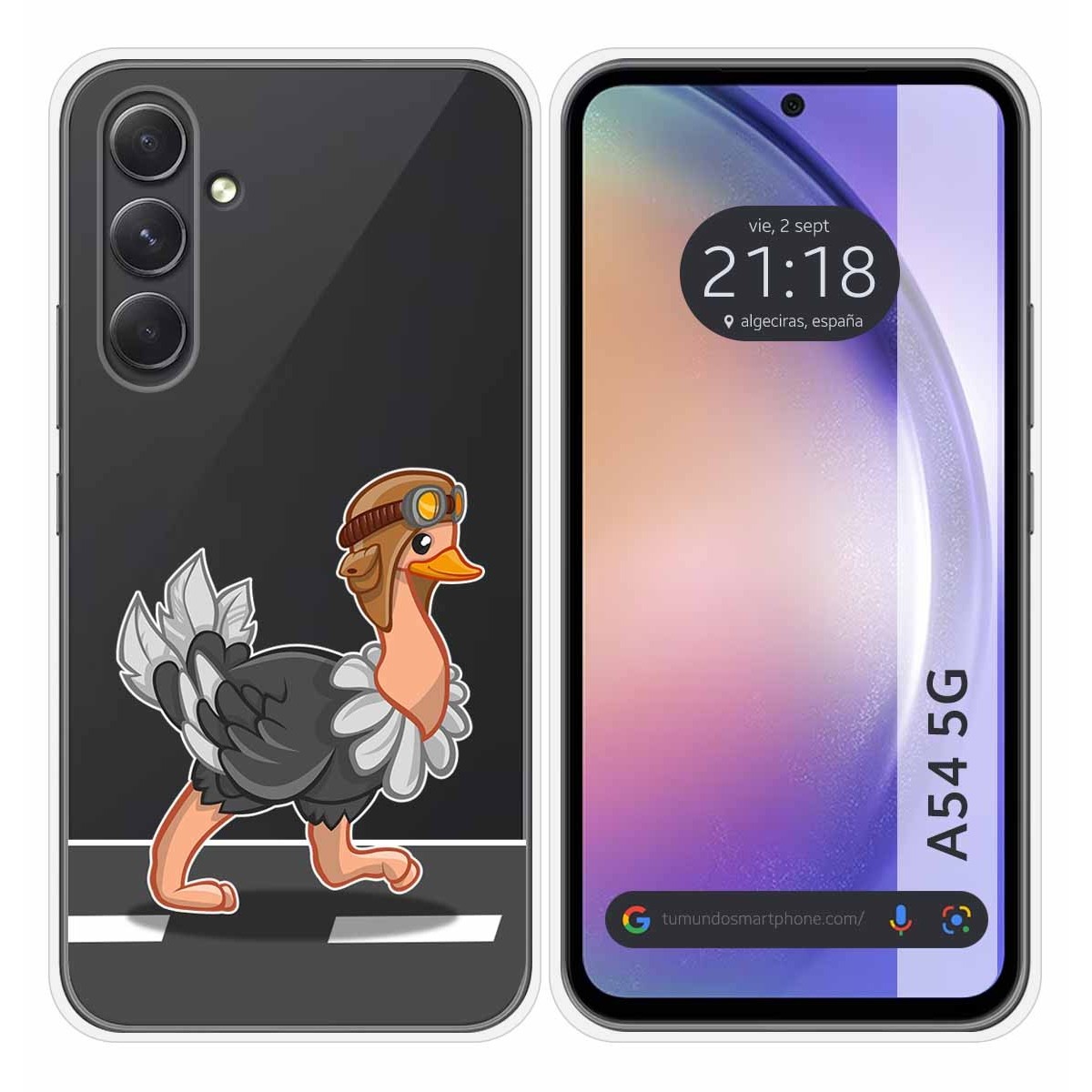 Funda Silicona Transparente para Samsung Galaxy A54 5G diseño Avestruz Dibujos