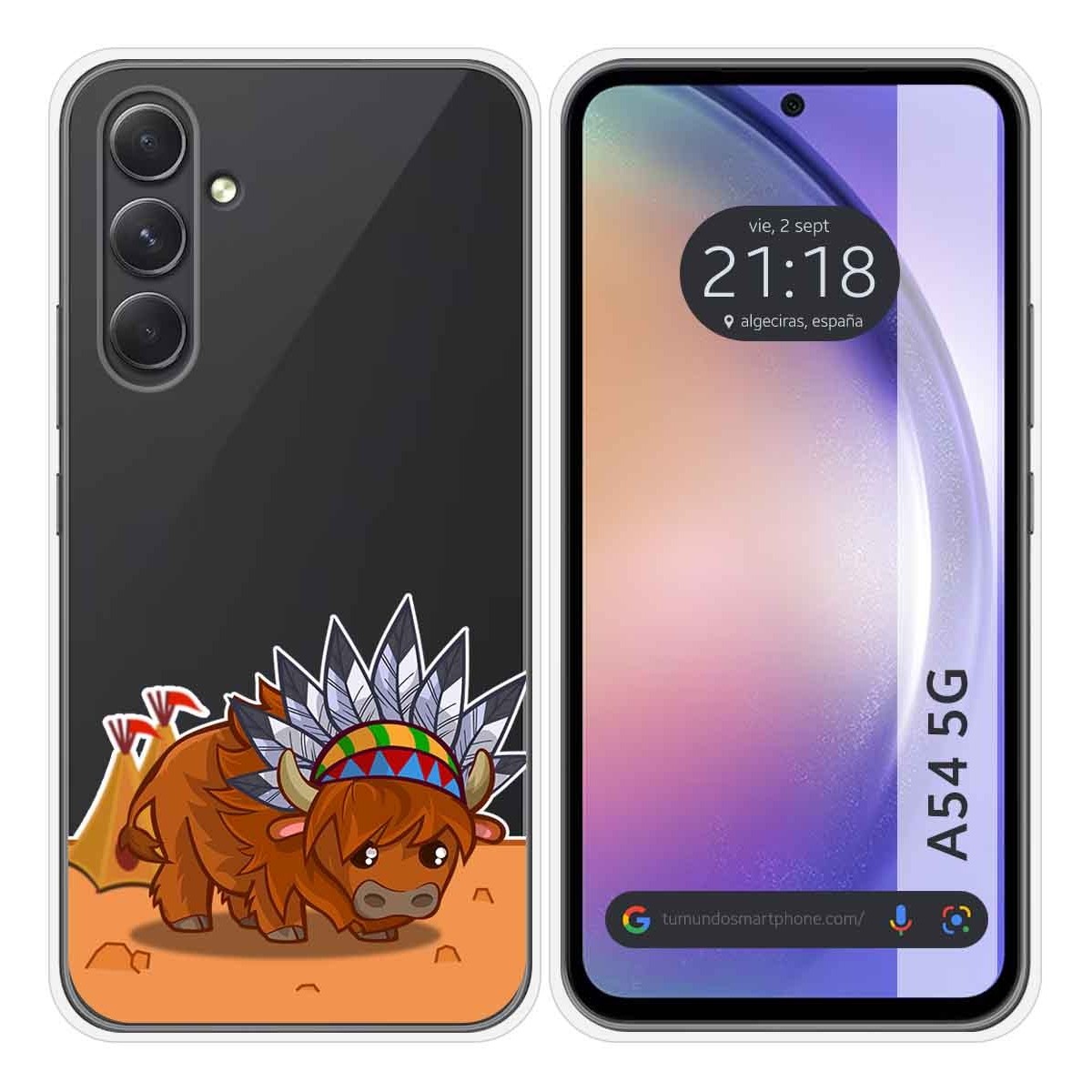 Funda Silicona Transparente para Samsung Galaxy A54 5G diseño Bufalo Dibujos
