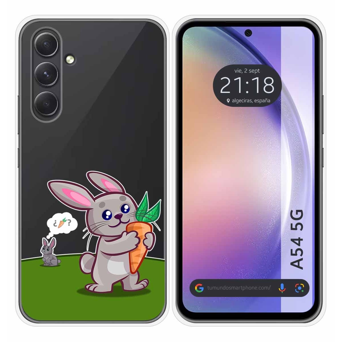 Funda Silicona Transparente para Samsung Galaxy A54 5G diseño Conejo Dibujos