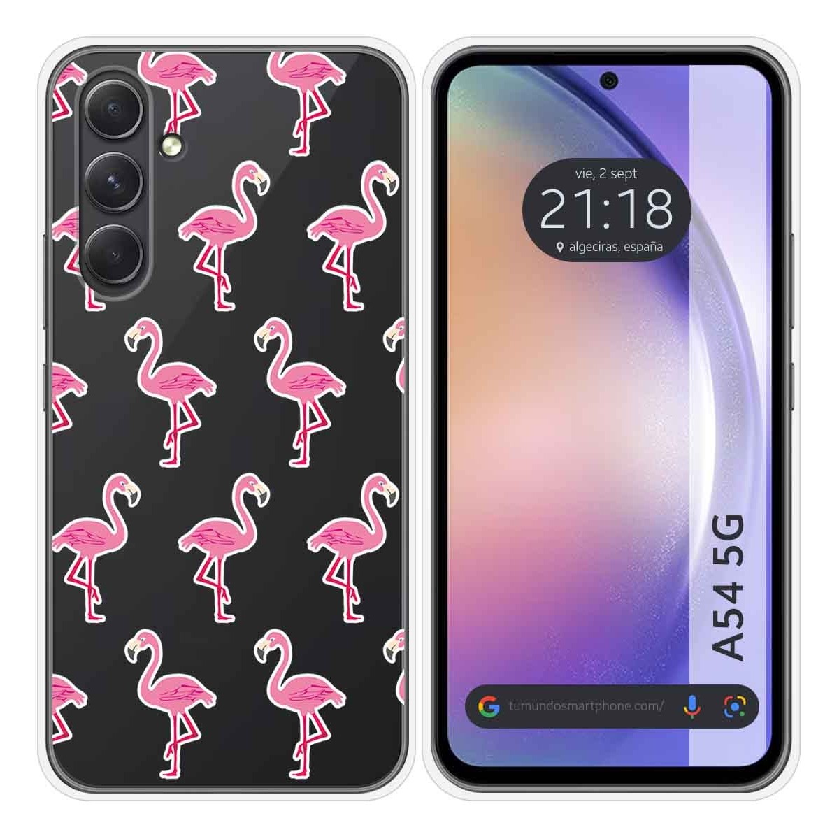 Funda Silicona Transparente para Samsung Galaxy A54 5G diseño Flamenco Dibujos