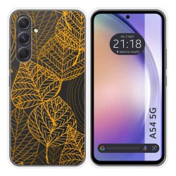 Funda Silicona Transparente para Samsung Galaxy A54 5G diseño Hojas Dibujos