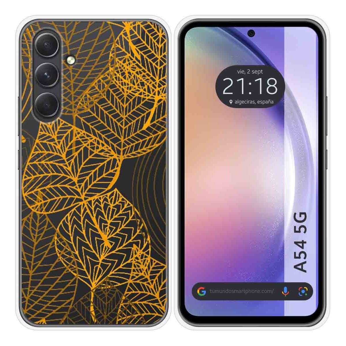 Funda Silicona Transparente para Samsung Galaxy A54 5G diseño Hojas Dibujos
