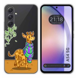 Funda Silicona Transparente para Samsung Galaxy A54 5G diseño Jirafa Dibujos