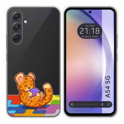 Funda Silicona Transparente para Samsung Galaxy A54 5G diseño Leopardo Dibujos