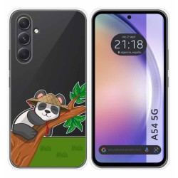 Funda Silicona Transparente para Samsung Galaxy A54 5G diseño Panda Dibujos