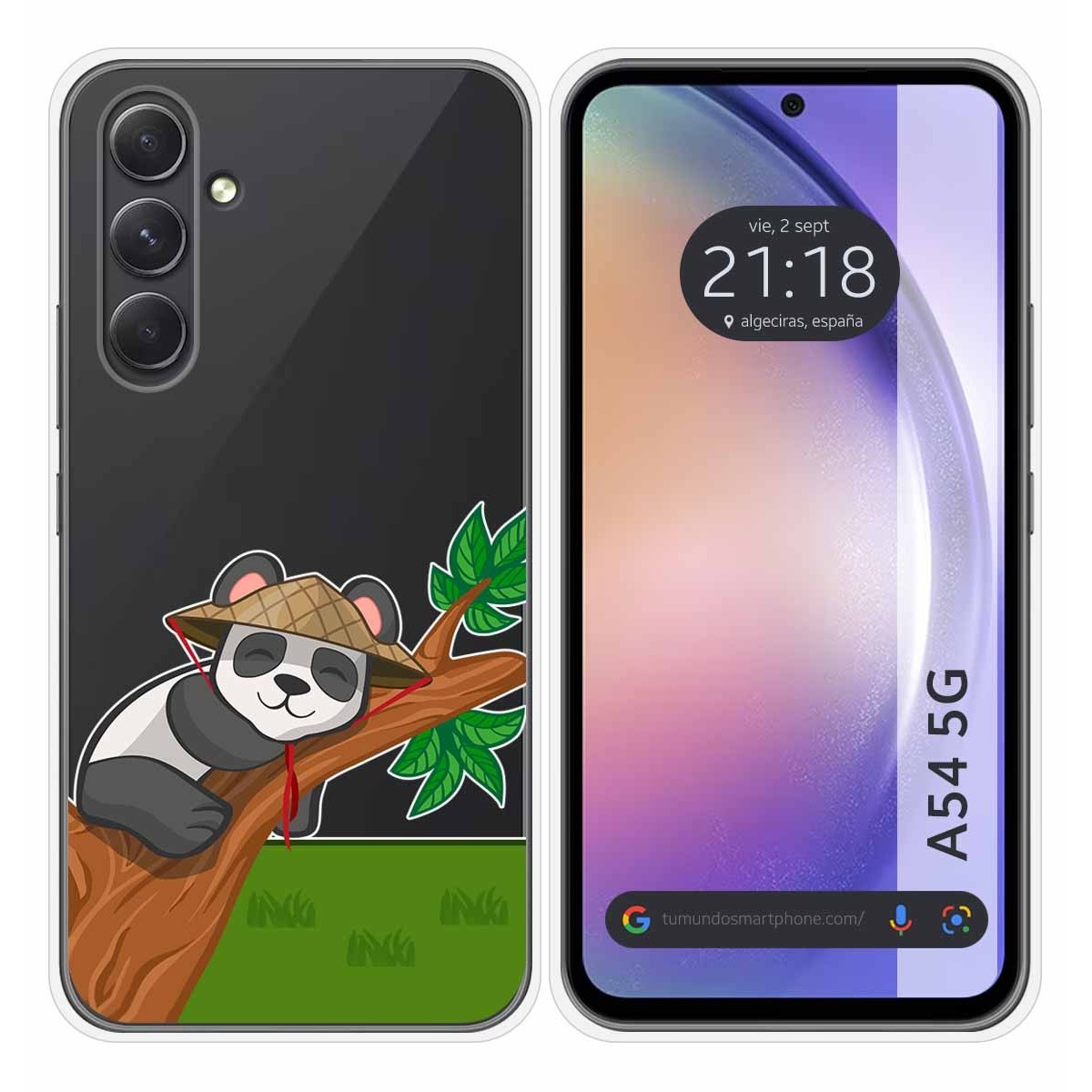 Funda Silicona Transparente para Samsung Galaxy A54 5G diseño Panda Dibujos