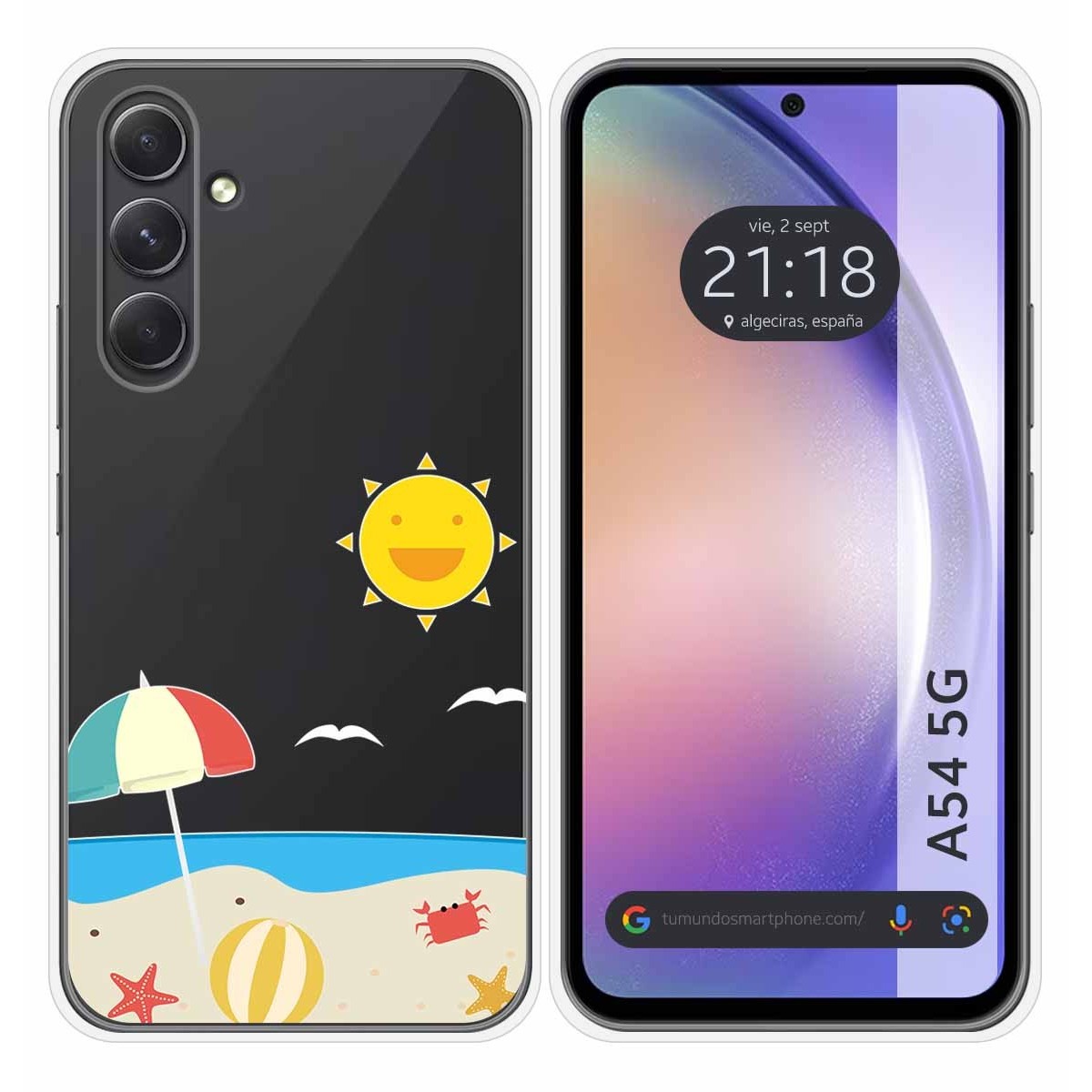 Funda Silicona Transparente para Samsung Galaxy A54 5G diseño Playa Dibujos