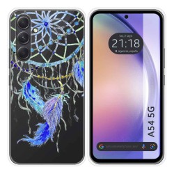 Funda Silicona Transparente para Samsung Galaxy A54 5G diseño Plumas Dibujos