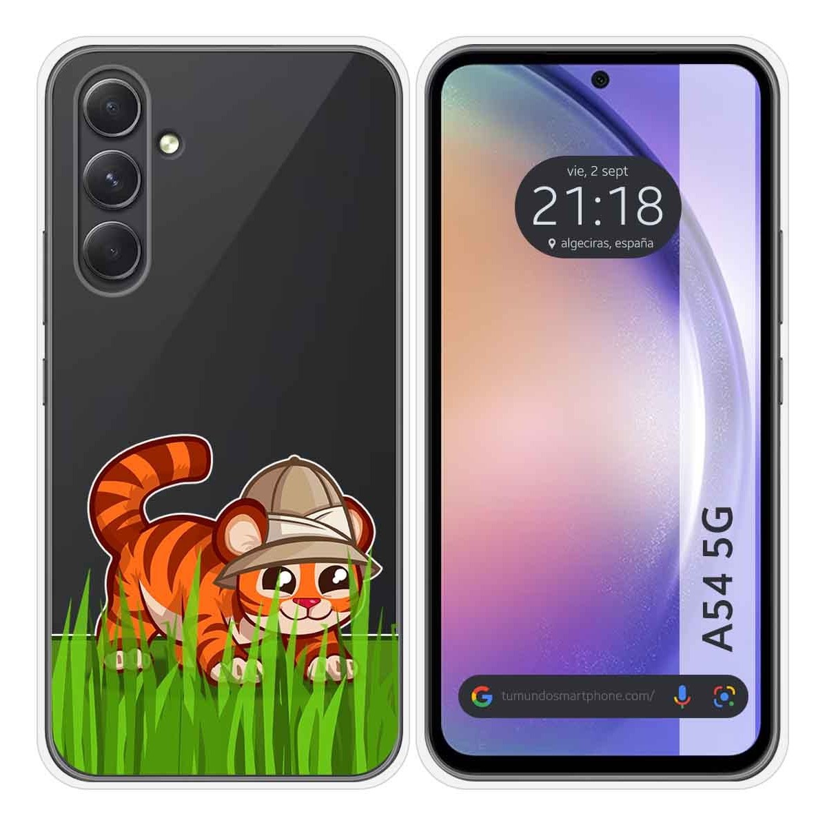 Funda Silicona Transparente para Samsung Galaxy A54 5G diseño Tigre Dibujos