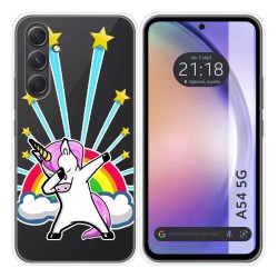 Funda Silicona Transparente para Samsung Galaxy A54 5G diseño Unicornio Dibujos