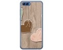 Funda Gel Tpu para Huawei Honor View 10 Diseño Corazones Madera Dibujos