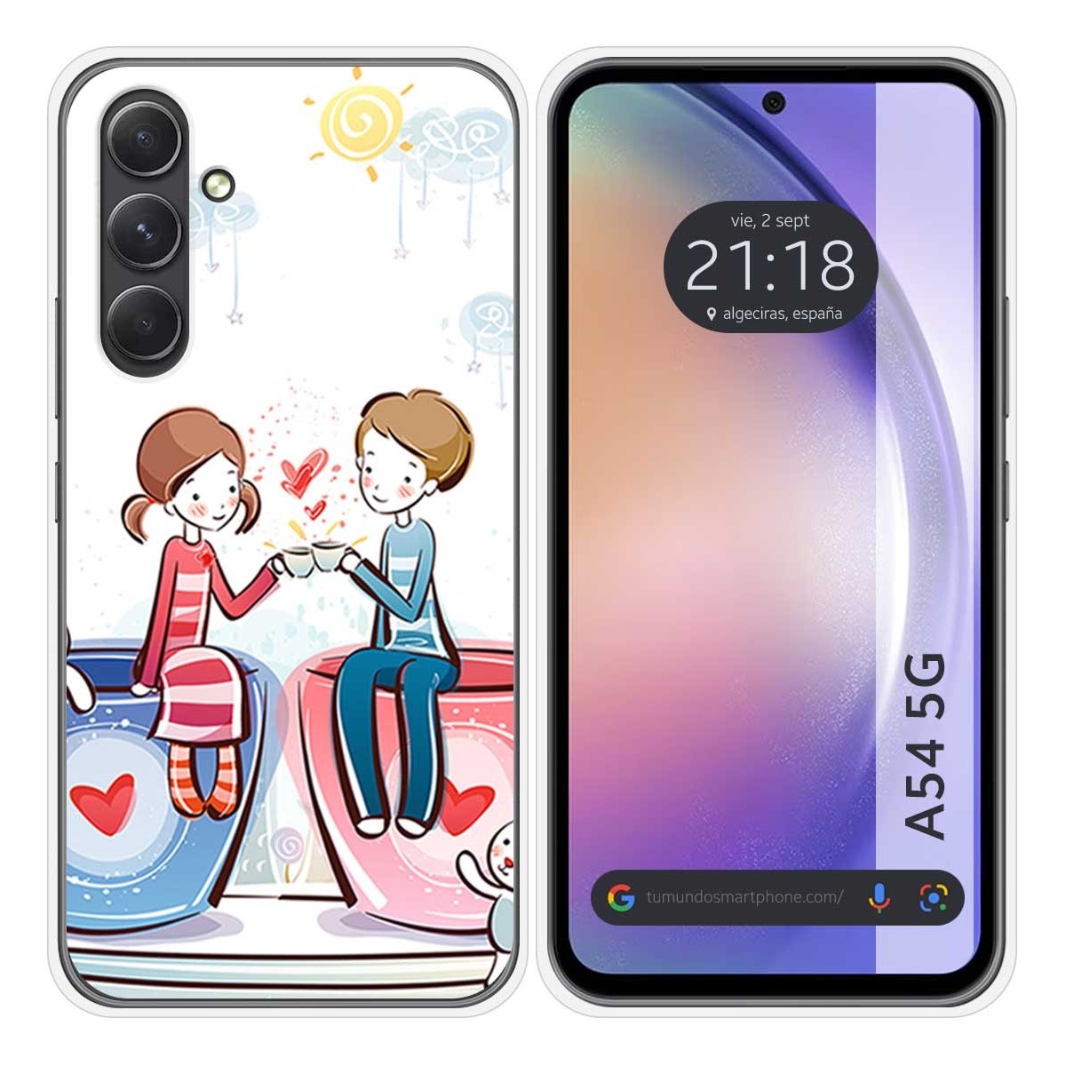 Funda Silicona para Samsung Galaxy A54 5G diseño Café Dibujos