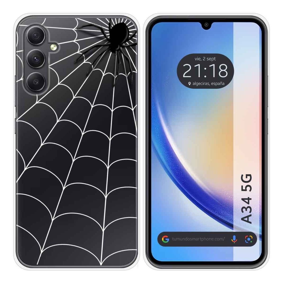 Funda Silicona Transparente para Samsung Galaxy A34 5G diseño Araña Dibujos
