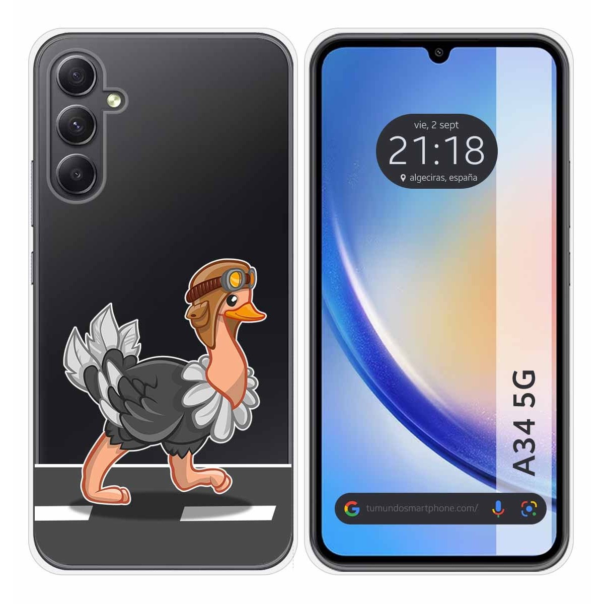 Funda Silicona Transparente para Samsung Galaxy A34 5G diseño Avestruz Dibujos