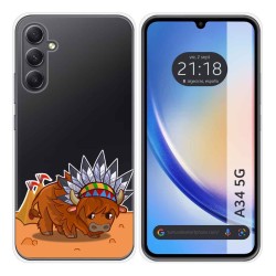Funda Silicona Transparente para Samsung Galaxy A34 5G diseño Bufalo Dibujos