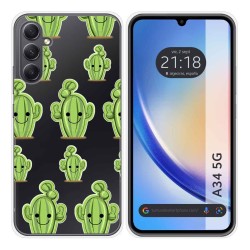 Funda Silicona Transparente para Samsung Galaxy A34 5G diseño Cactus Dibujos