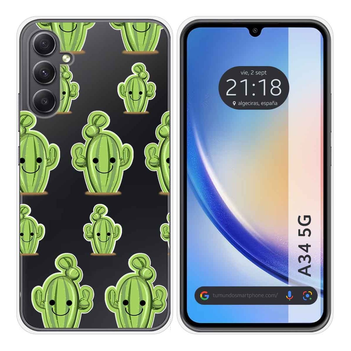 Funda Silicona Transparente para Samsung Galaxy A34 5G diseño Cactus Dibujos