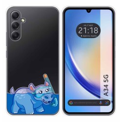 Funda Silicona Transparente para Samsung Galaxy A34 5G diseño Hipo Dibujos