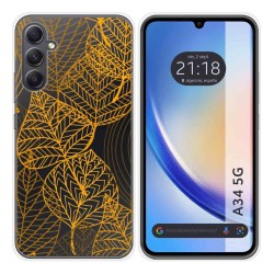 Funda Silicona Transparente para Samsung Galaxy A34 5G diseño Hojas Dibujos