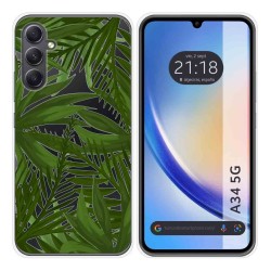 Funda Silicona Transparente para Samsung Galaxy A34 5G diseño Jungla Dibujos