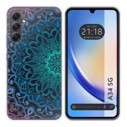 Funda Silicona Transparente para Samsung Galaxy A34 5G diseño Mandala Dibujos
