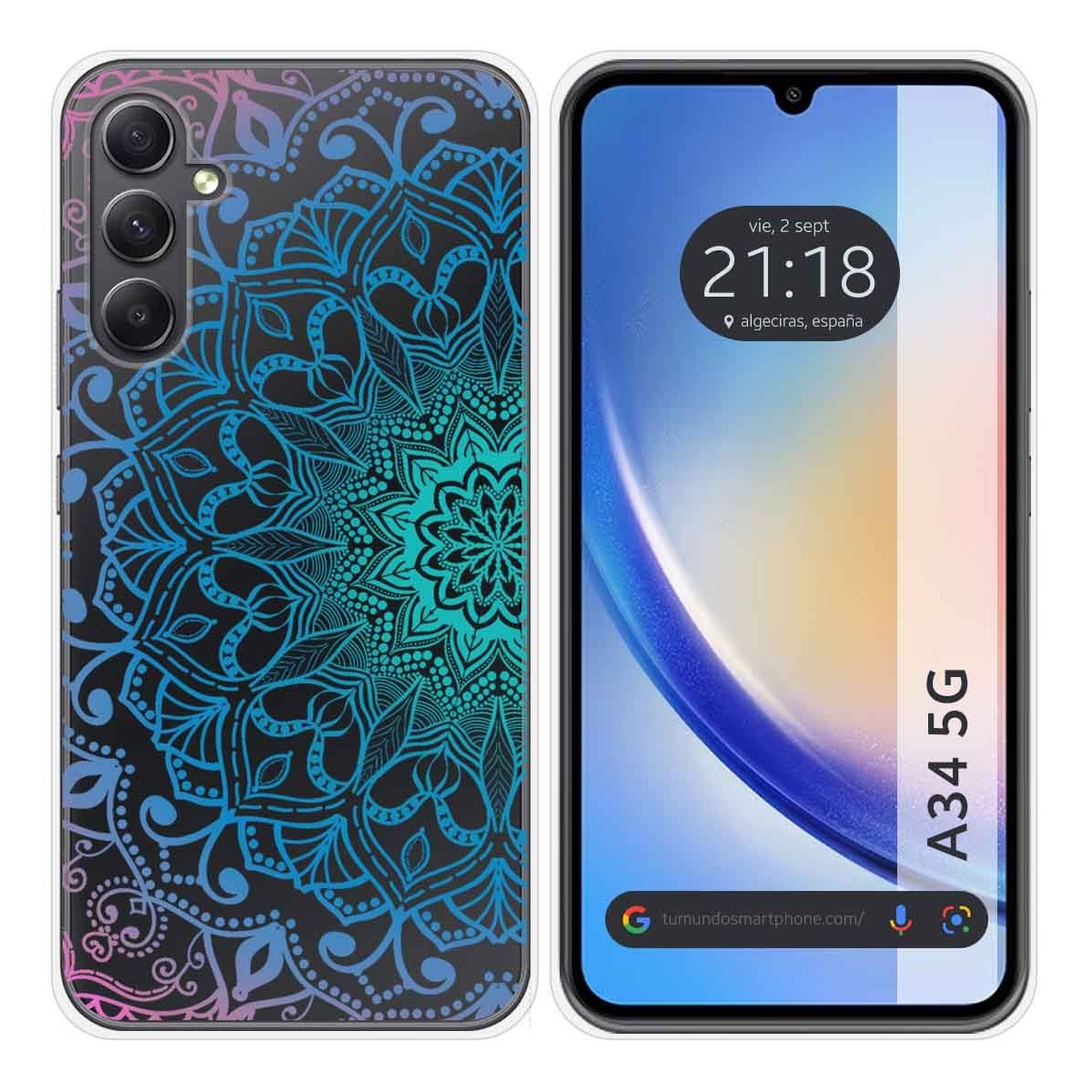 Funda Silicona Transparente para Samsung Galaxy A34 5G diseño Mandala Dibujos