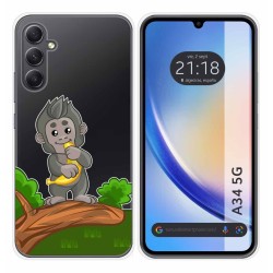 Funda Silicona Transparente para Samsung Galaxy A34 5G diseño Mono Dibujos
