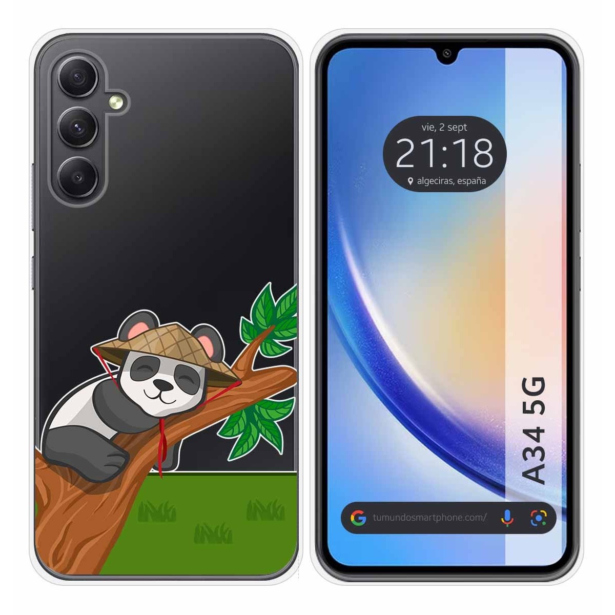 Funda Silicona Transparente para Samsung Galaxy A34 5G diseño Panda Dibujos