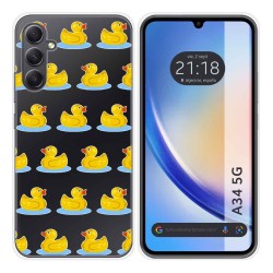 Funda Silicona Transparente para Samsung Galaxy A34 5G diseño Pato Dibujos