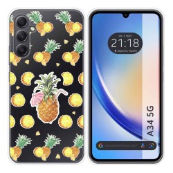 Funda Silicona Transparente para Samsung Galaxy A34 5G diseño Piña Dibujos